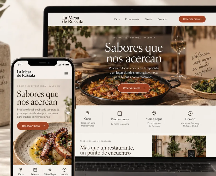 Concepto visual de web para restaurante